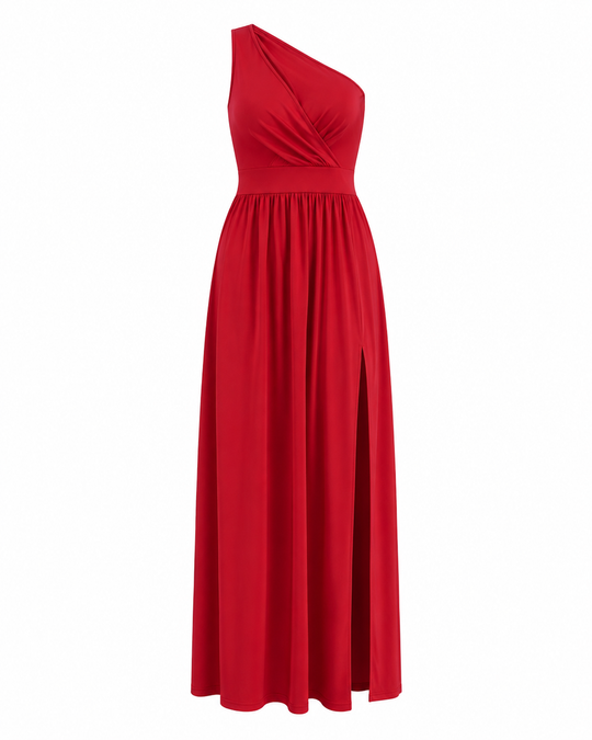 Damen strahlendes Maxikleid mit Ein-Schulter-Design  