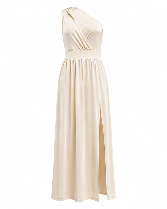 Damen strahlendes Maxikleid mit Ein-Schulter-Design  