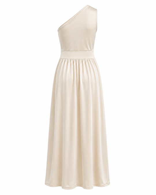 Damen strahlendes Maxikleid mit Ein-Schulter-Design  