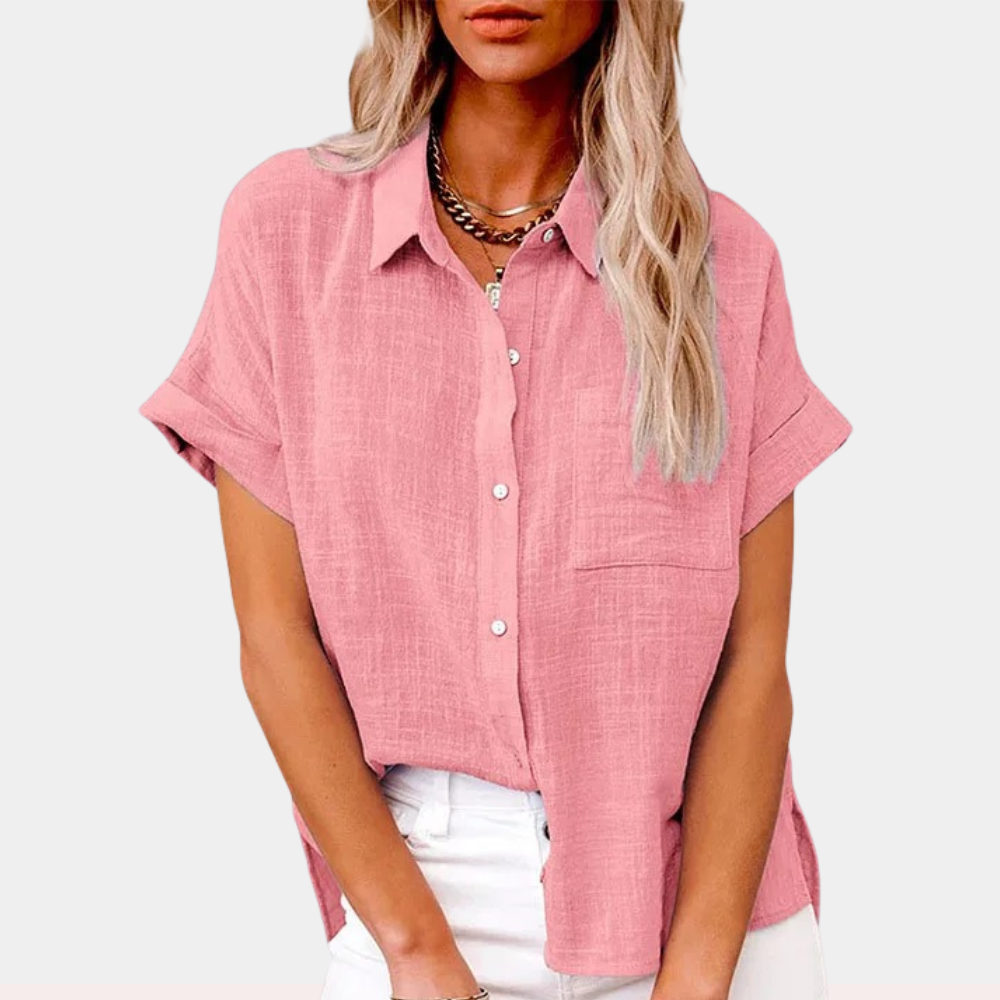 Women's Relaxed Button Front Collared Blouse