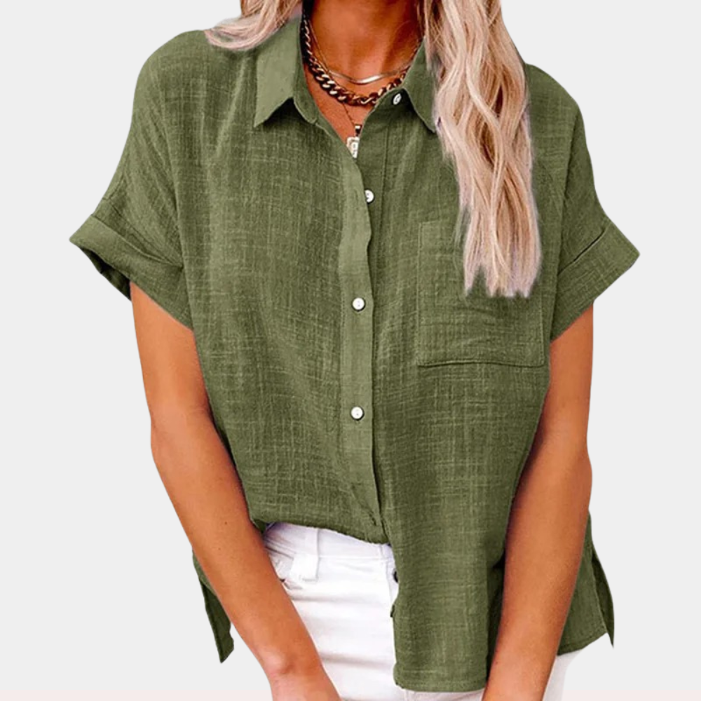 Women's Relaxed Button Front Collared Blouse