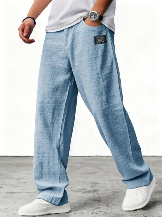 Men's Relaxed Fit Linen Blend Straight Leg Trousers