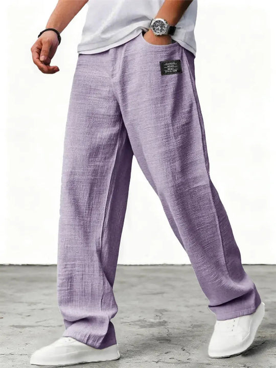 Men's Relaxed Fit Linen Blend Straight Leg Trousers