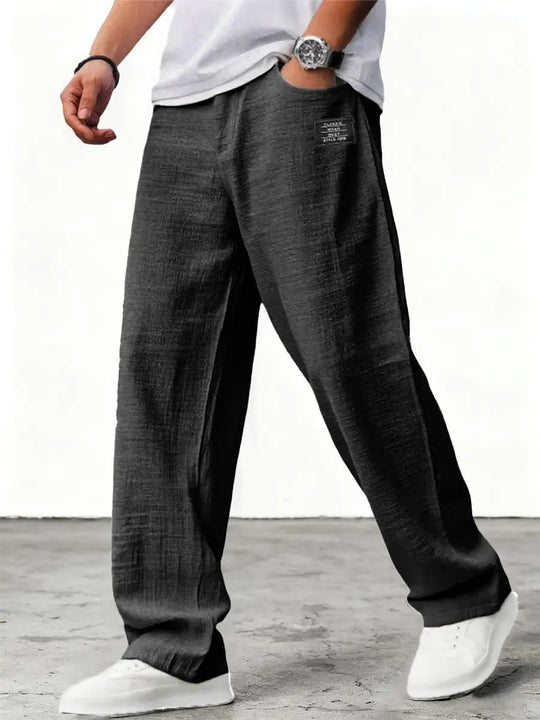 Men's Relaxed Fit Linen Blend Straight Leg Trousers