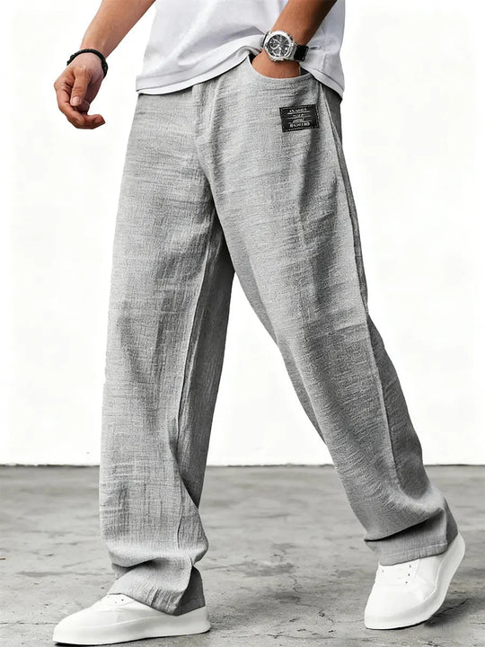 Men's Relaxed Fit Linen Blend Straight Leg Trousers