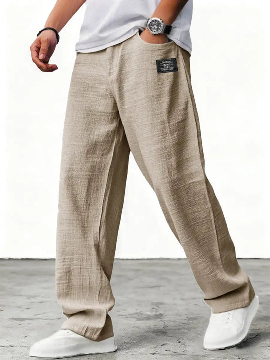 Men's Relaxed Fit Linen Blend Straight Leg Trousers