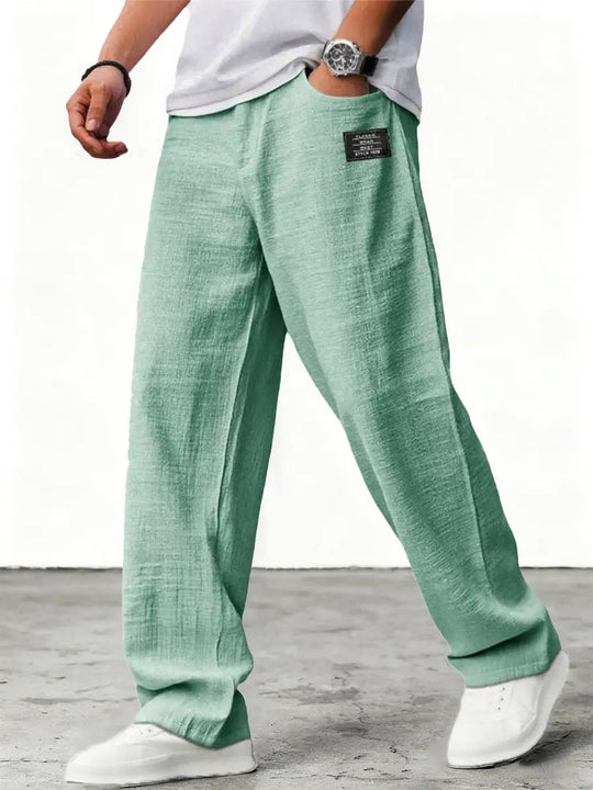 Men's Relaxed Fit Linen Blend Straight Leg Trousers