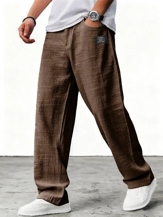 Men's Relaxed Fit Linen Blend Straight Leg Trousers