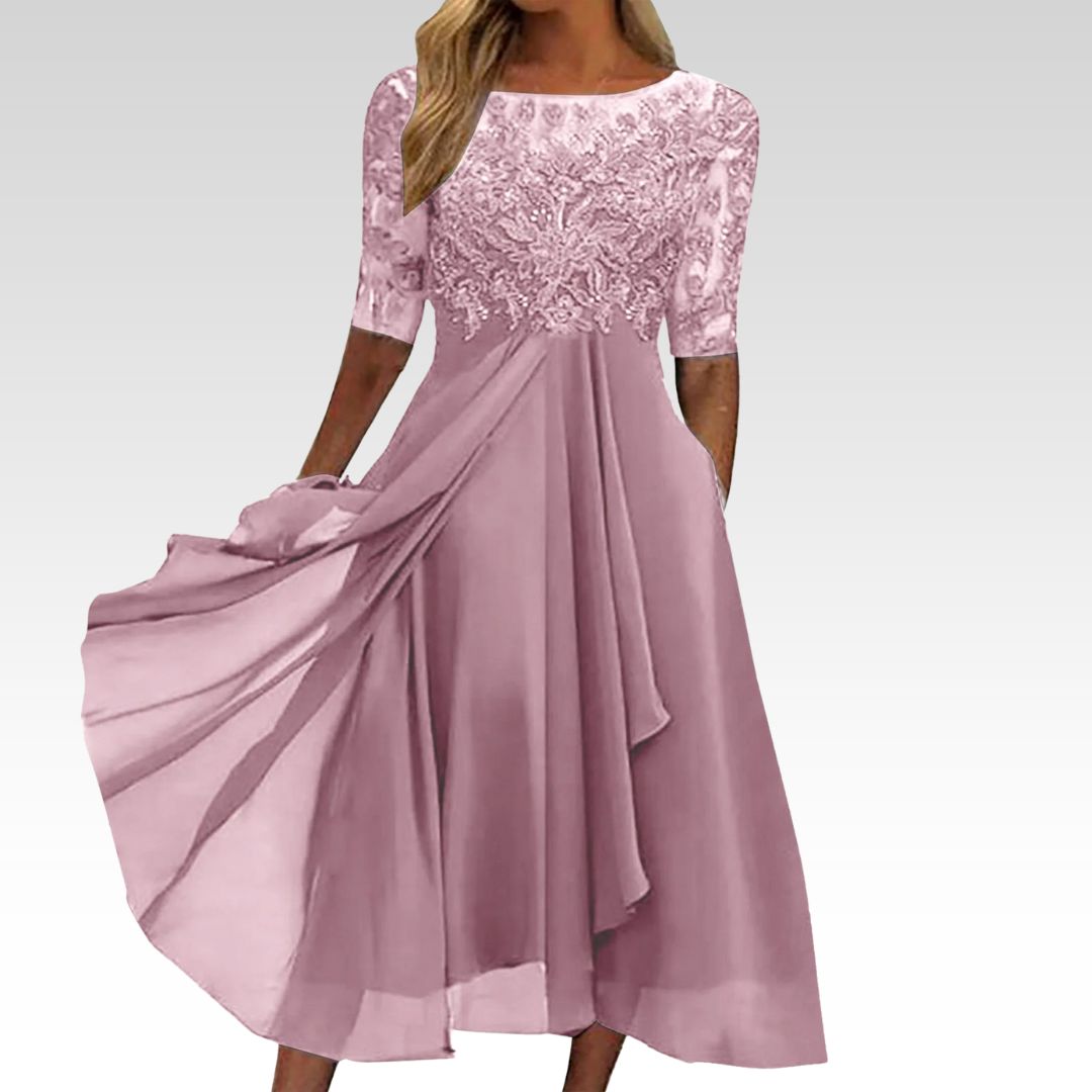 Elegantes Maxikleid mit floraler Spitzenüberlagerung für Damen