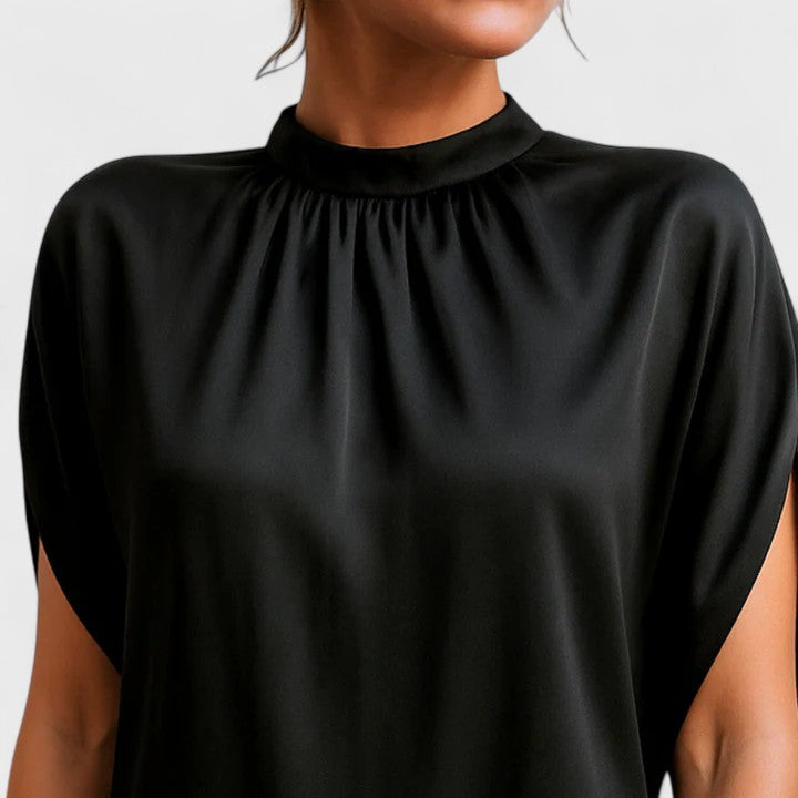 Women's Elegant Mock Neck Satin Mini Dress