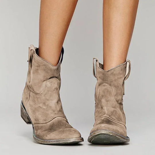 Women's Vintage Suede Western Ankle Boots