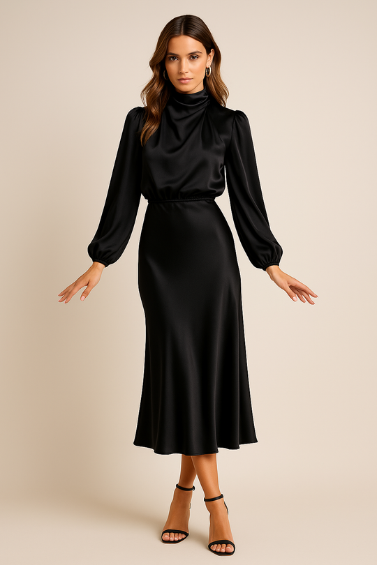 Women's High Neck Midi Dress