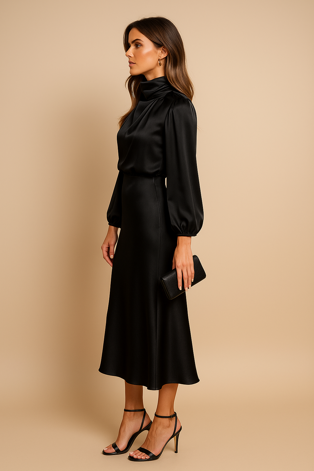 Women's High Neck Midi Dress