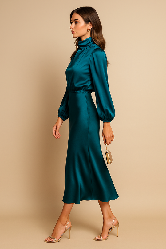 Women's High Neck Midi Dress