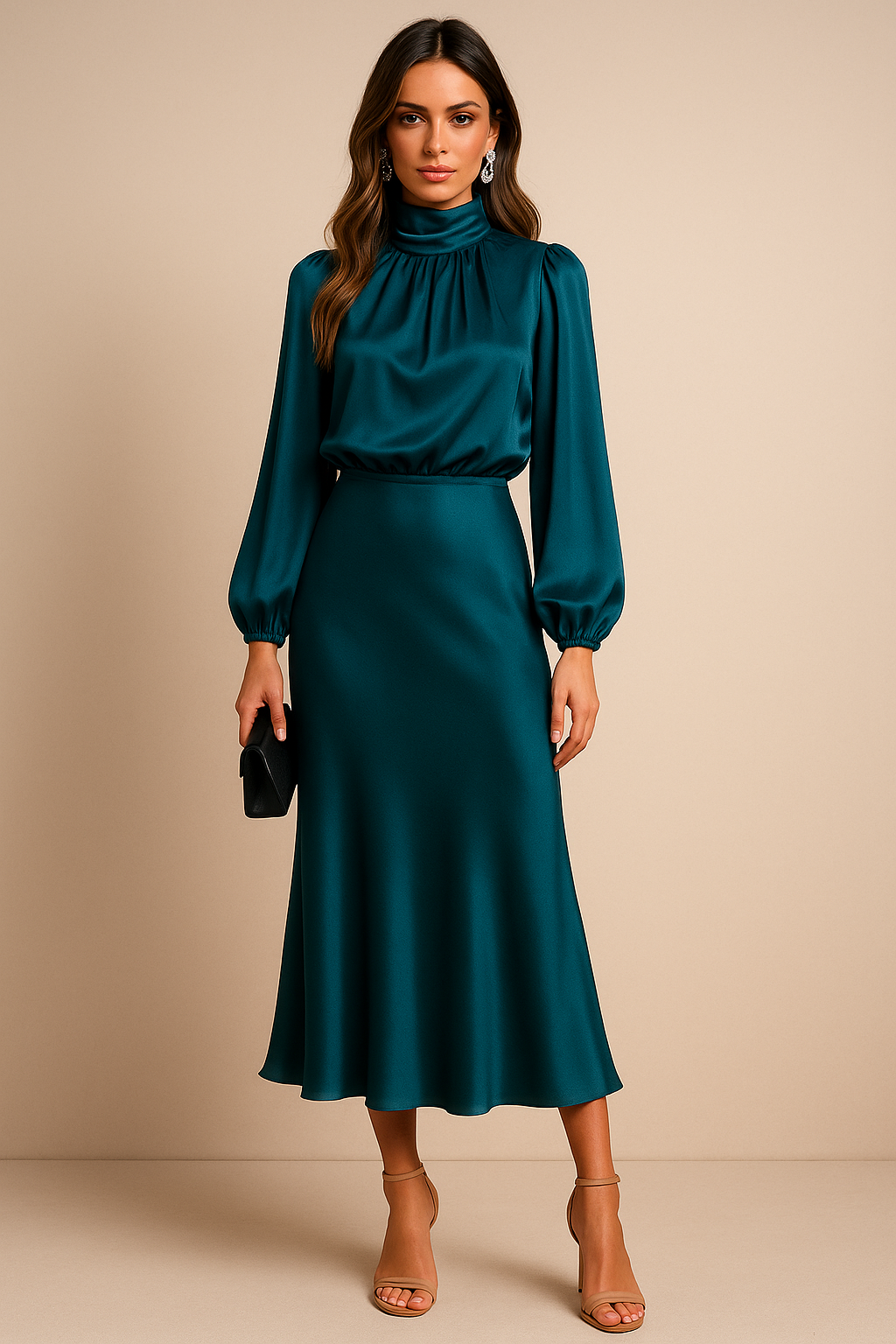Women's High Neck Midi Dress