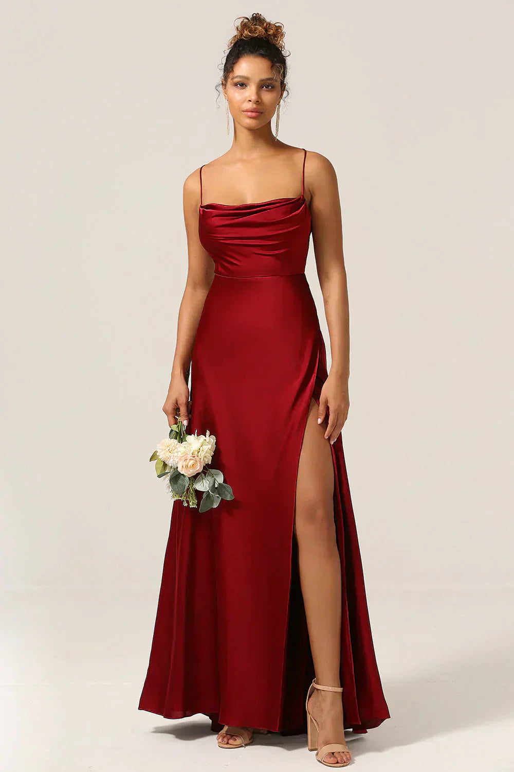 Abend-Maxikleid für Damen mit Wasserfallausschnitt