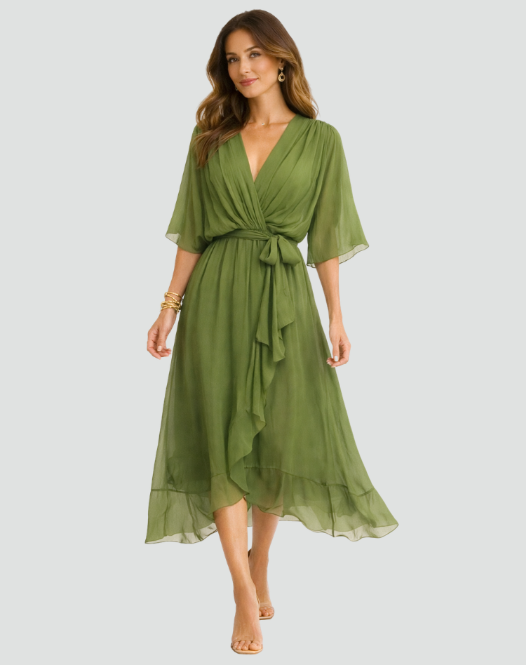 Damen Ätherisches Bindegürtel Midi Kleid