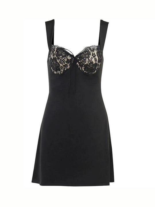 Women's Lace Trim Corset A-Line Mini Dress