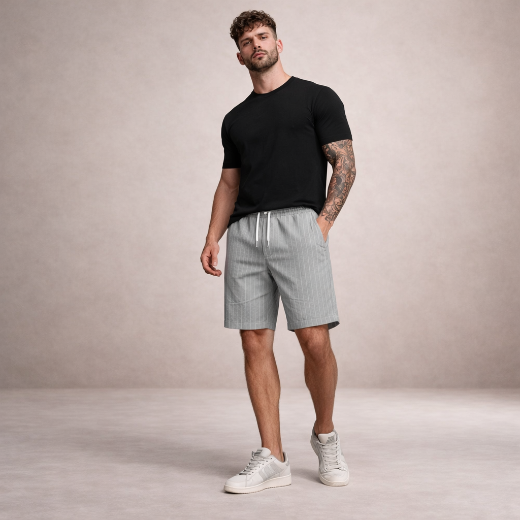 Men's Casual Striped Drawstring Shorts