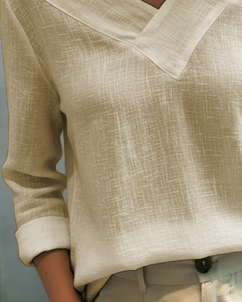 Elegante Damenbluse mit langem Arm und überkreuztem Ausschnitt