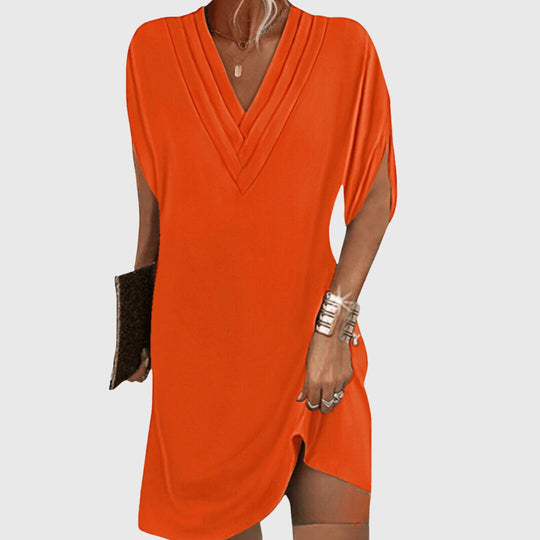 Women's Elegant V-Neck Batwing Mini Dress