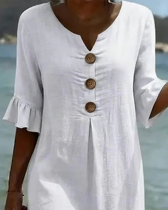 Damen Midi-Kleid mit Knopfdetails und luftigem Schnitt