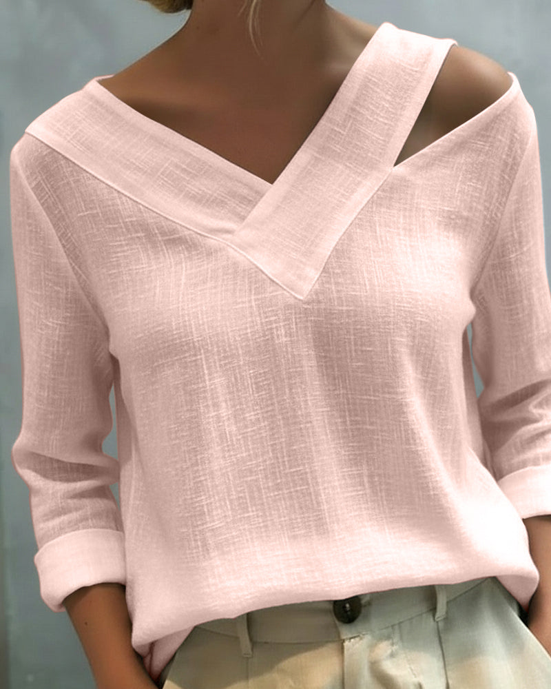 Elegante Damenbluse mit langem Arm und überkreuztem Ausschnitt