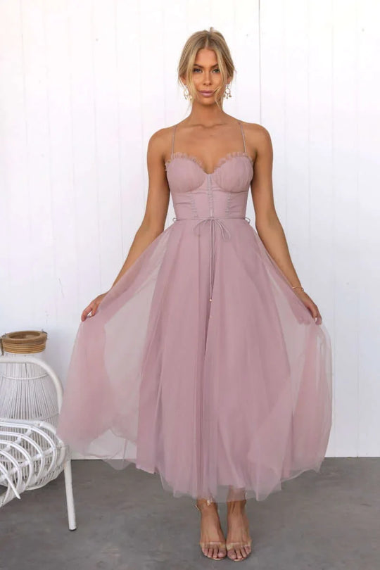 Women's Corset Tulle Midi Dress