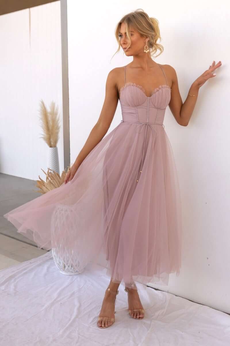 Women's Corset Tulle Midi Dress