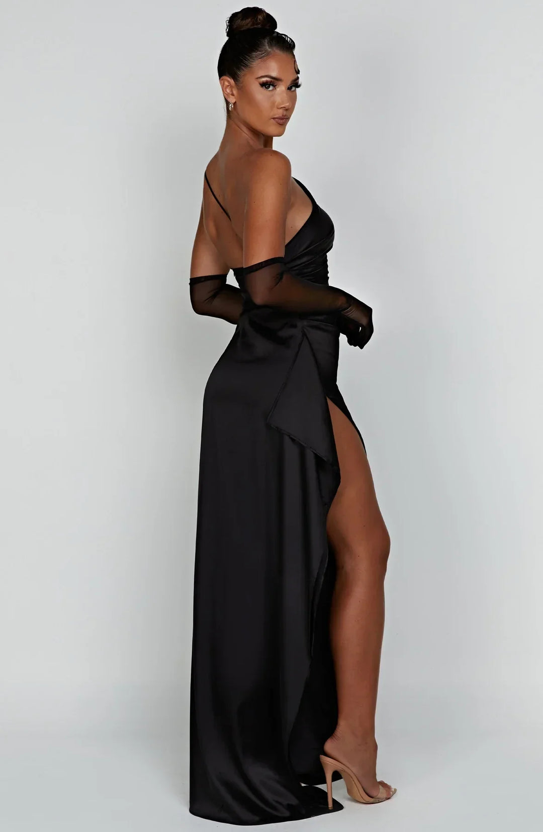 Women's One-Shoulder Ruched Maxi Evening Dress