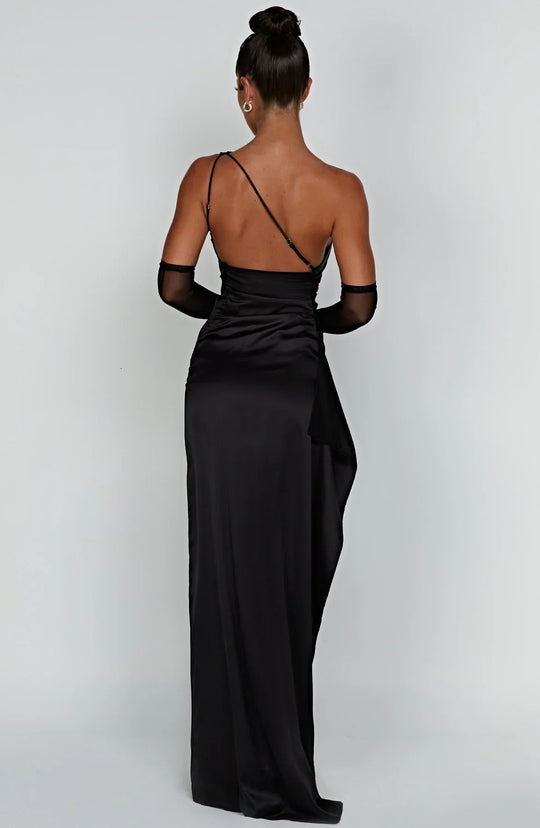 Women's One-Shoulder Ruched Maxi Evening Dress