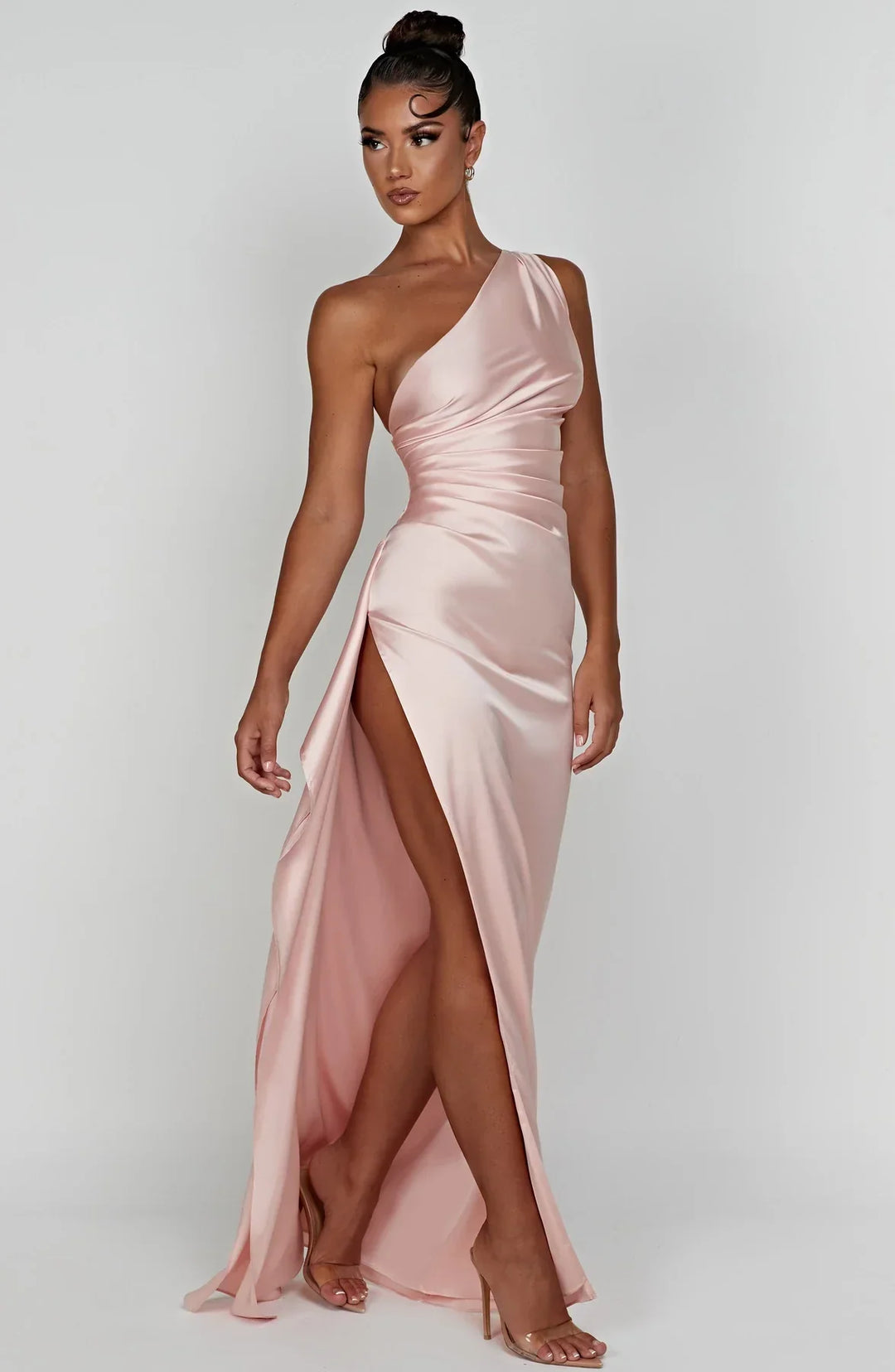 Women's One-Shoulder Ruched Maxi Evening Dress