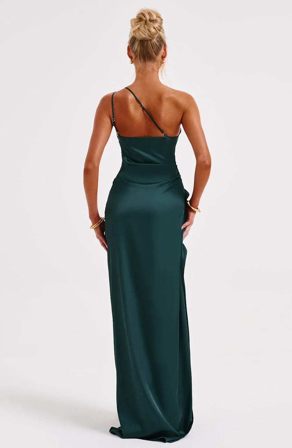 Women's One-Shoulder Ruched Maxi Evening Dress