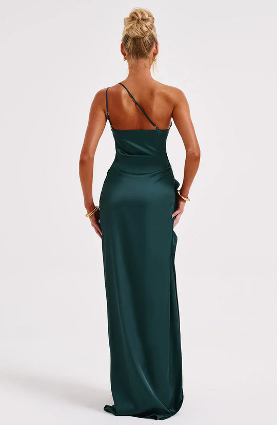 Women's One-Shoulder Ruched Maxi Evening Dress