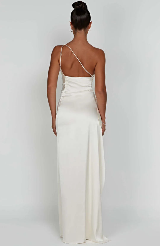 Women's One-Shoulder Ruched Maxi Evening Dress