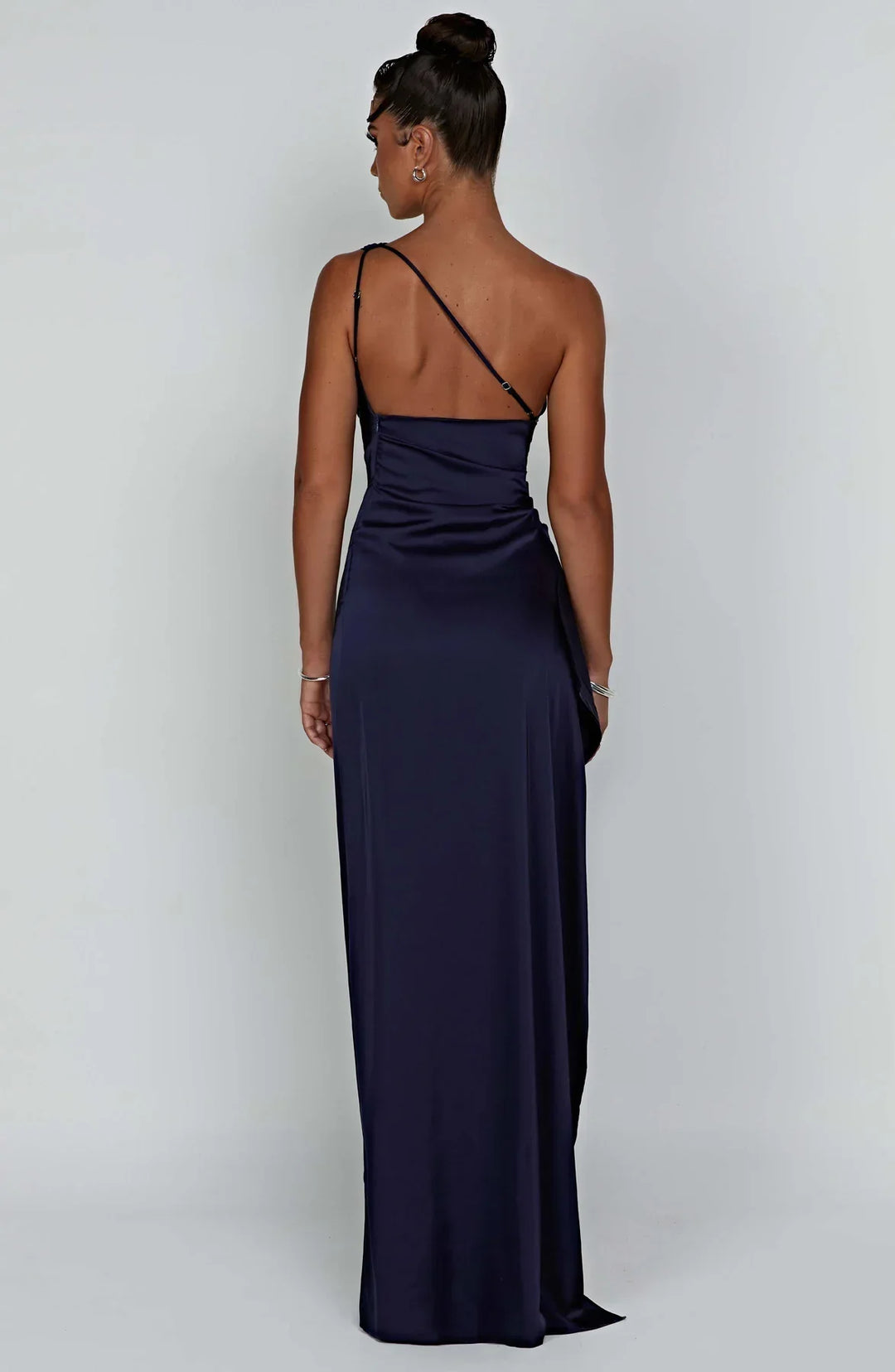 Women's One-Shoulder Ruched Maxi Evening Dress