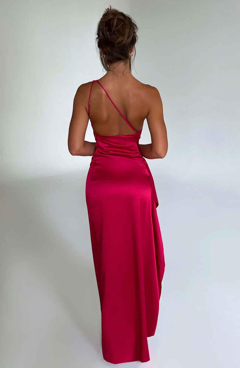 Women's One-Shoulder Ruched Maxi Evening Dress