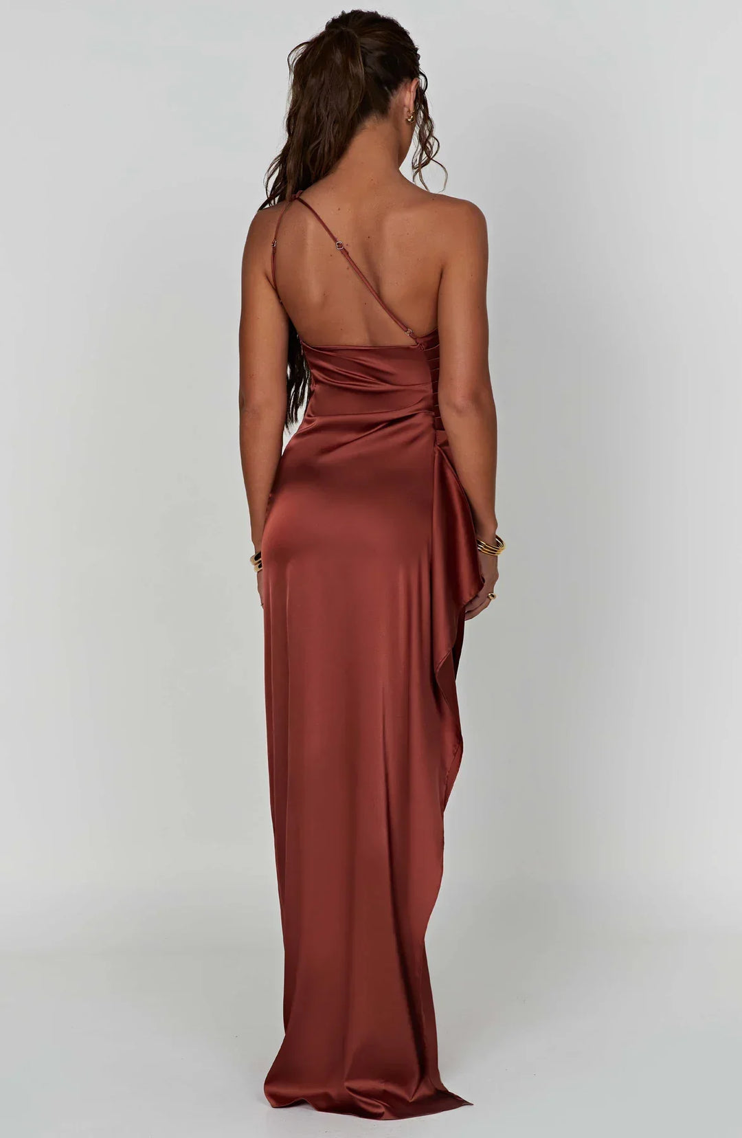Women's One-Shoulder Ruched Maxi Evening Dress