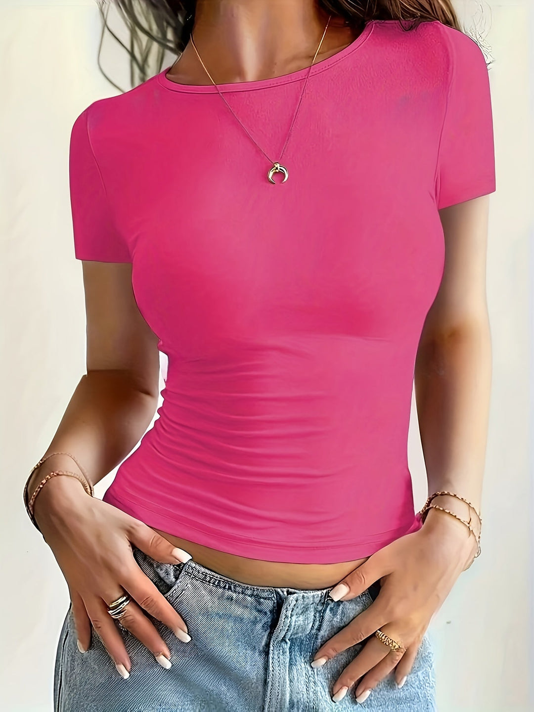 Women's Slim-Fit Ruched Short Sleeve Top