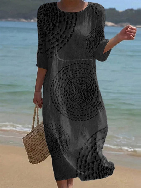 Women's Textured Bohemian Midi Dress