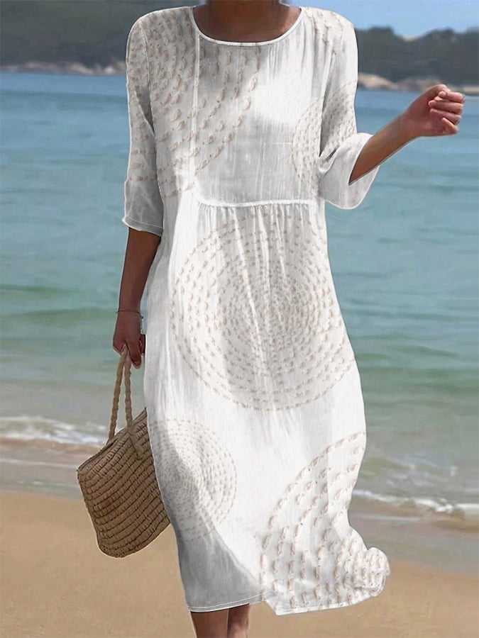 Women's Textured Bohemian Midi Dress