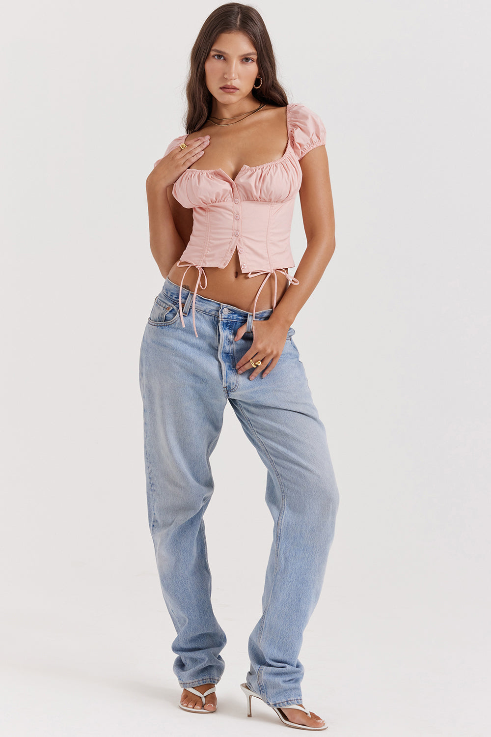 Women's Sweetheart Corset Puff Sleeve Crop Top