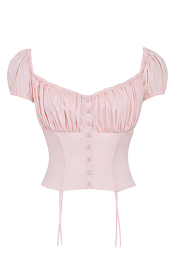 Women's Sweetheart Corset Puff Sleeve Crop Top