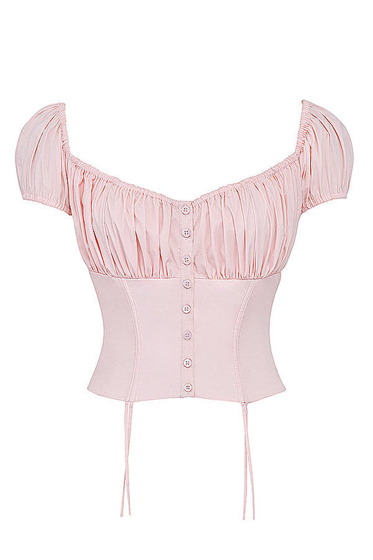 Women's Sweetheart Corset Puff Sleeve Crop Top
