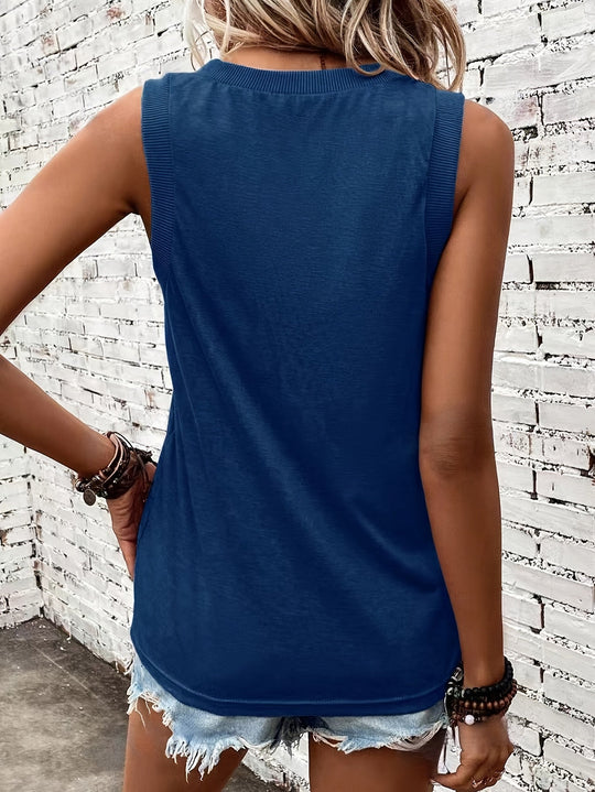Women's Relaxed V-Neck Sleeveless Tank Top
