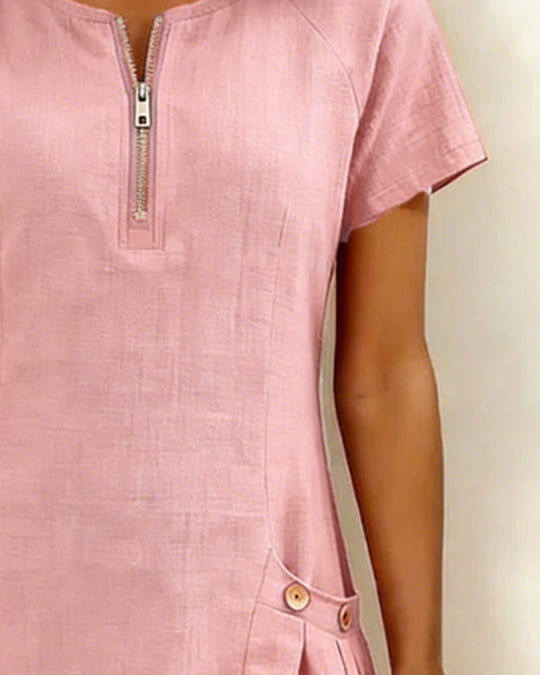 Damen Freizeitkleid mit Reißverschluss und Taschen
