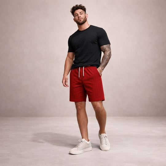 Men's Casual Striped Drawstring Shorts