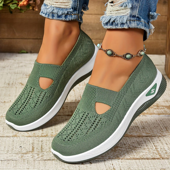 Women's Breathable Knit Slip-On Walking Sneakers