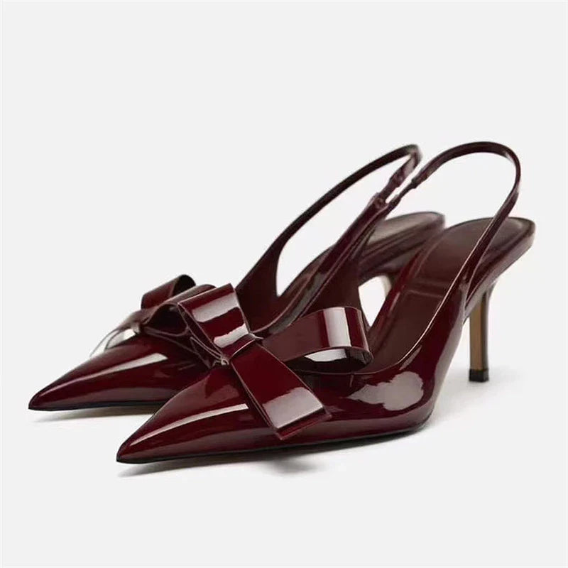 Women's Bow Accent Slingback Stiletto Pumps