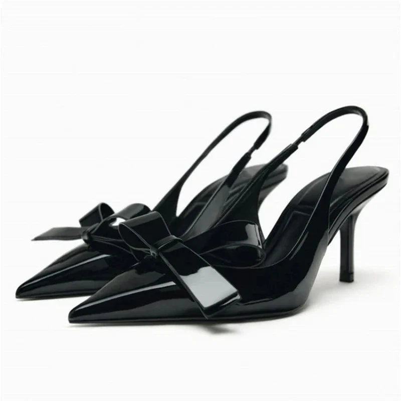 Women's Bow Accent Slingback Stiletto Pumps